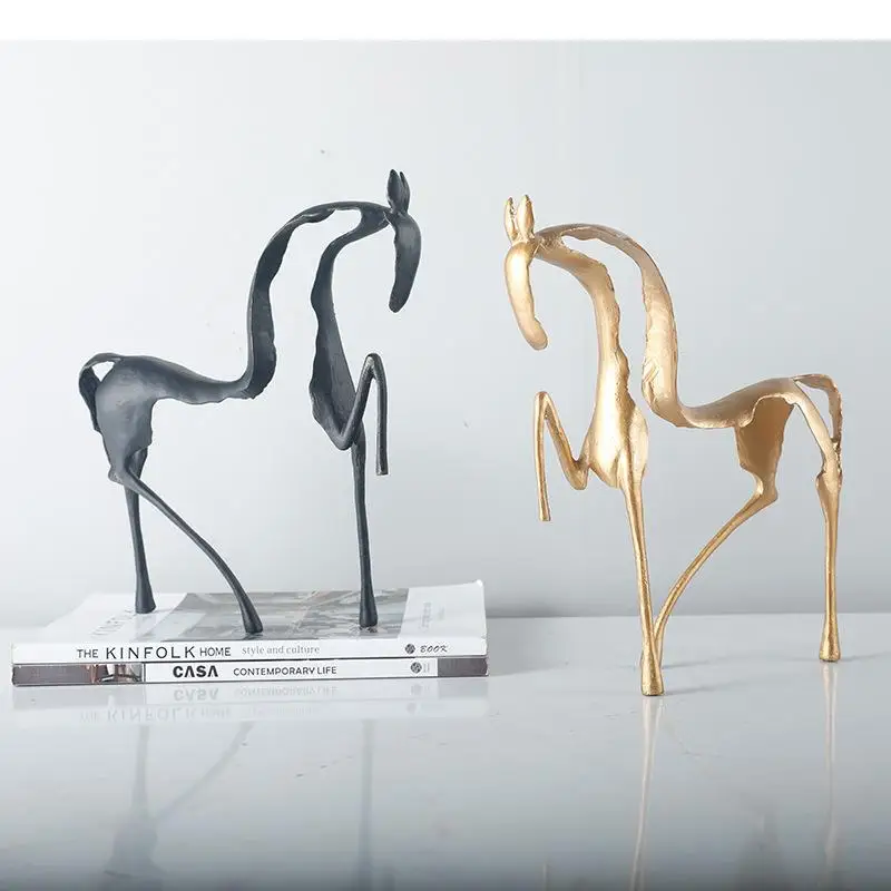 

Minimalist Hollow Out Horse Sculpture Desk Decoration Stainless Steel Horse Ornaments Modern Decor Crafts Abstract Animal Statue
