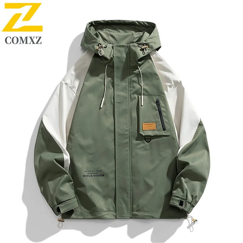 COMXZ Classic Coat Multi-Pocket Fashion Minimalist Outdoor Work Climbing Biker Jacket Adventure Wear Resistant Men's Outerwear