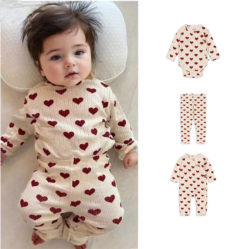 Baby Long Sleeved Bag Fart Clothes for Spring Summer 2025 Same Style Love Newborn Jumpsuit Baby Home Crawling Clothes