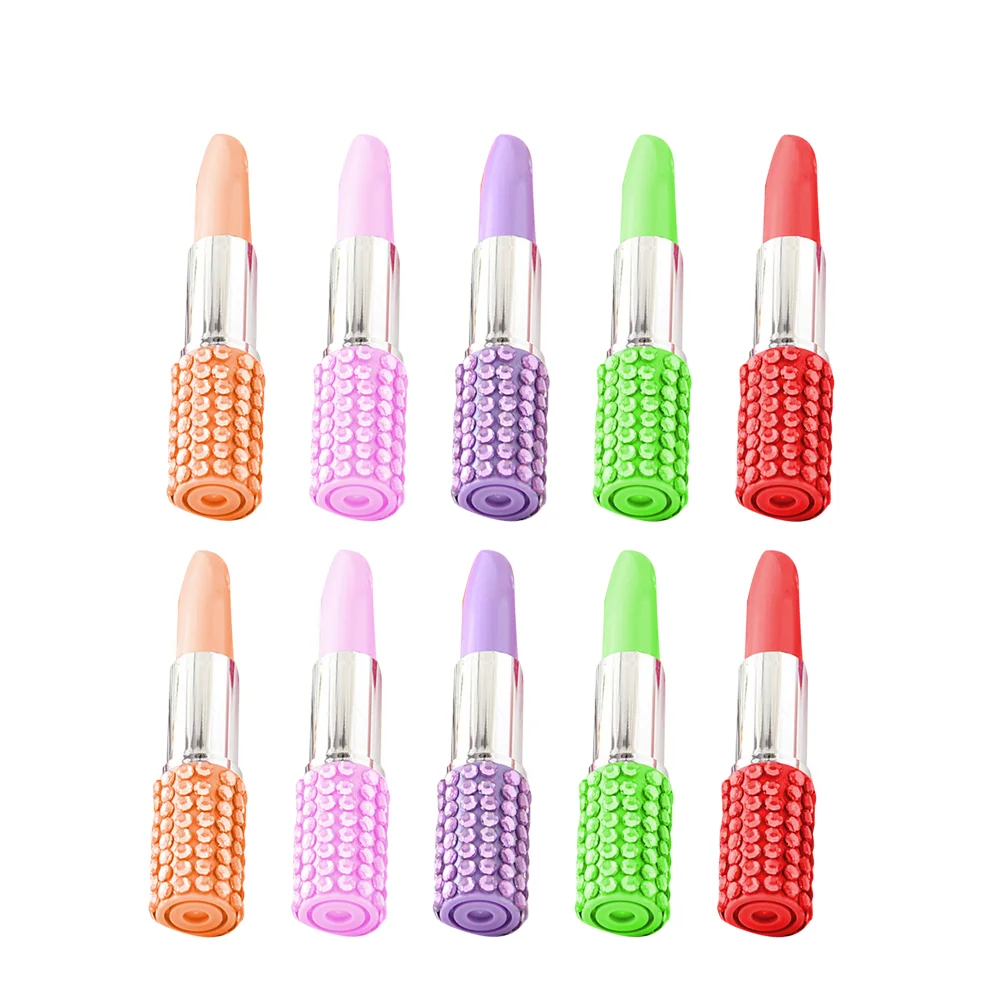 

10 Pcs Creative Beautiful Ball-Point Pen Rhinestone Ballpoint Pens Lipstick Sign Modeling