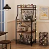 Kitchen Bakers Rack, Microwave Oven Stand with Large Wire Basket, Industrial Coffee Bar Station 3