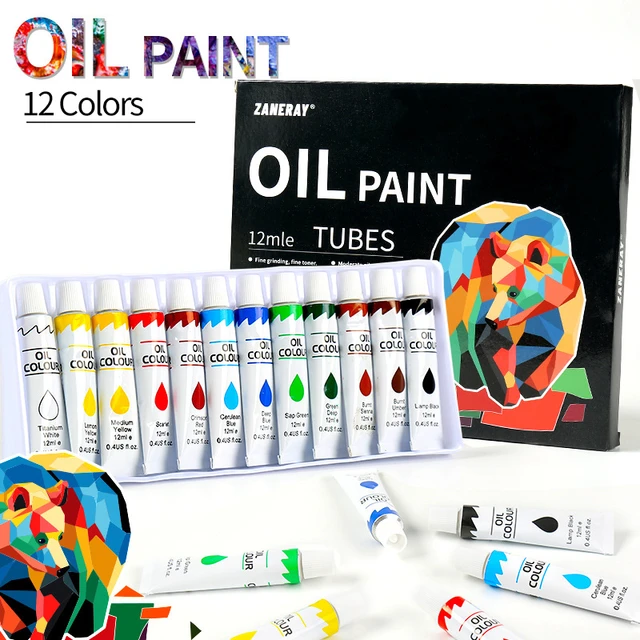 12 Color Set of Acrylic Paint in 12ml Tubes for Artists, Students