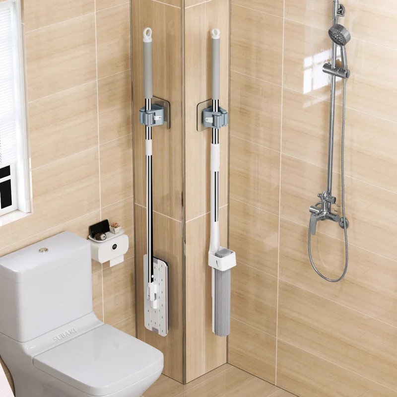 

HJLHWLJX Bathroom Punch-free Strong Viscose Mop Hook Wall-mounted Seamless Mop Clip Mop Holder