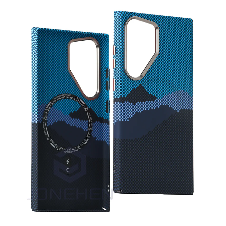 Luxury Cloud Carbon Fiber Magnetic Slim Case with Metal Lens Protection