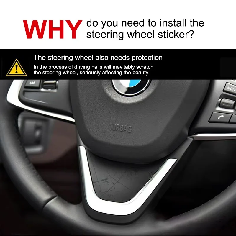 1 모델 자동차 스티어링 휠 장식 스티커 커버 BMW 2 시리즈 F45 F46 X1 F48 탄소 섬유 3D 인테리어 장식에 적합