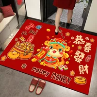 New 40x60cm New Year Floor Mat Crystal Velvet Cartoon Snake Door Entrance Mat Housewarming Feet Mat Spring Festival Decor 1