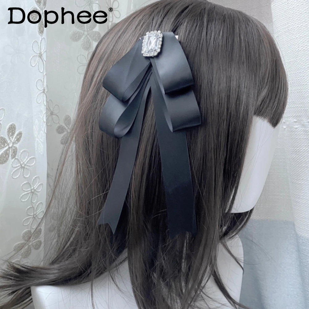 

Customized New Headwear Side Clip Mine Rhinestone Bow Edge Clip Japanese Ornament Cute Sweet Girl Bownot Hair Pin Accessories