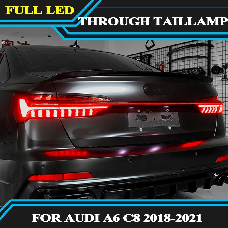 

Fit for audi new a6 C8 2018-2020 Through trunk tail light rear lamp modified cross taillight LED rear lamp