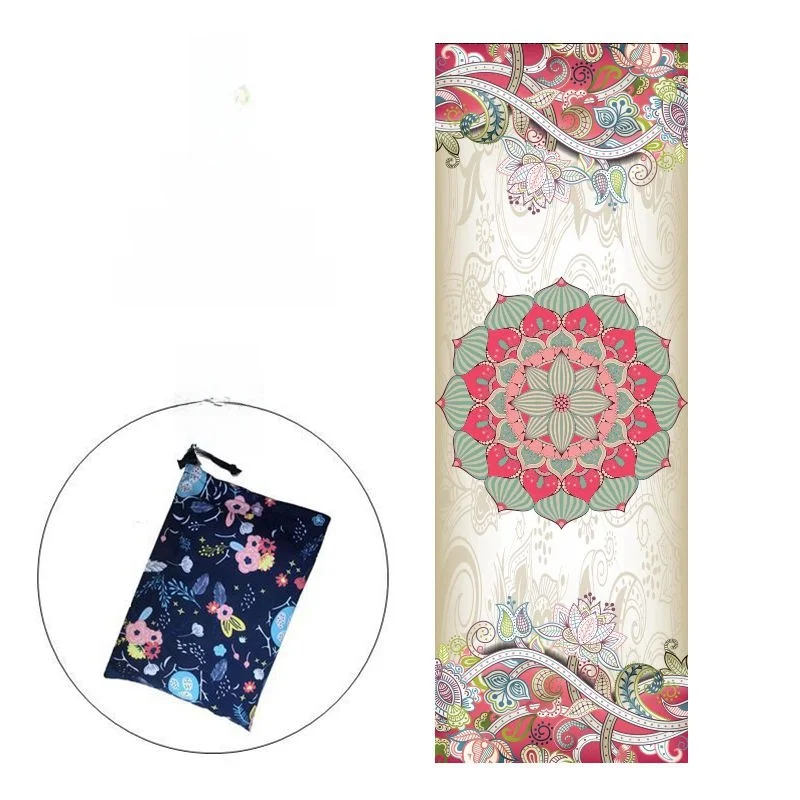 Thiened Silicone Yoga Mat Anti-Slip Fitn Yoga Pad Extended Absorbent Towel Mat Non-Slip Exercise Towel Beach Towel