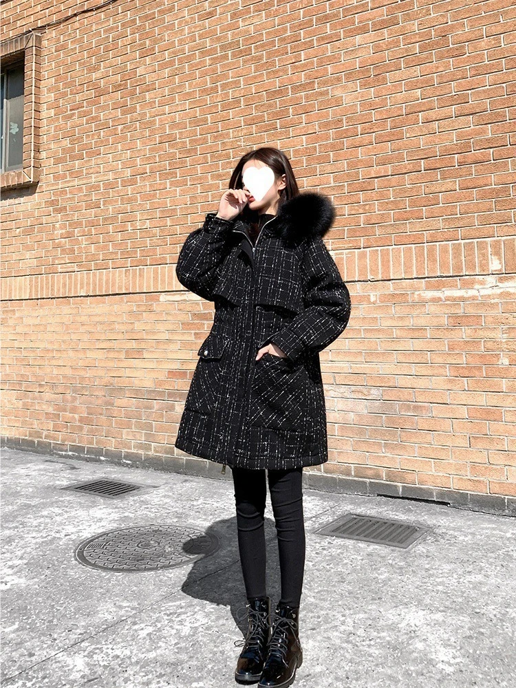 

Women's Jacket Parkas Down Jacket Winter Women's Cold Coat New Winter Mid Length Korean Version Waist Shrinking Thickening Coat