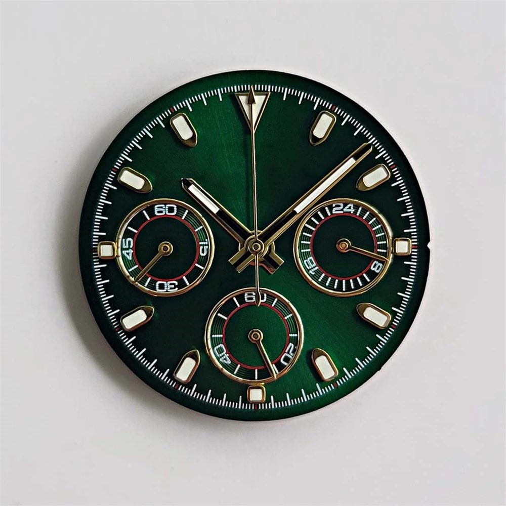 

New 29.5mm Watch Dial + Hands Pointers Kit Green Luminous Dials for VK63 Movement Quartz Watch for Men Accessories Repair Parts