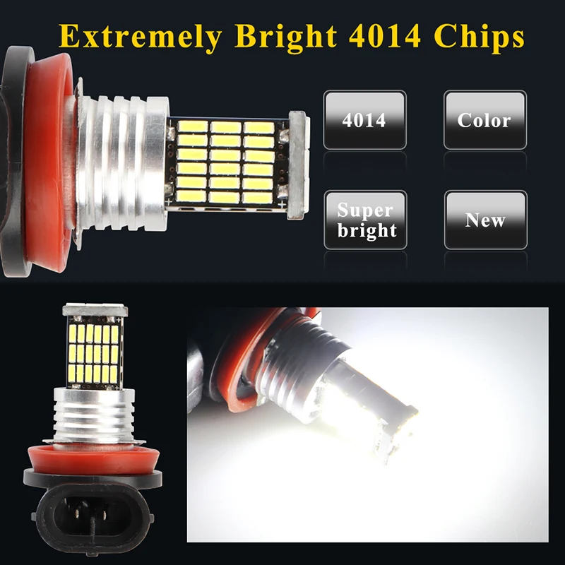 LED Bulb 2PCS Fog Light H7 H8 H9 H11 9005 9006 LED 4014 Chips 45SMD Lens 12V Car Lamps Driving Auto Lamp