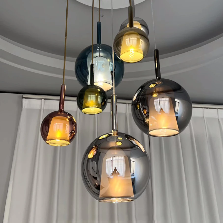 Designer Modern Colorful Glass Ball Ceiling Chandelier for Living Room Decoration Fashion Hanglamp Home-appliance