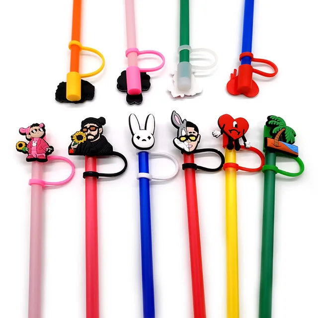 20PCS PVC Straw Charms Colorful Rabbit Star Gift Pack Designer