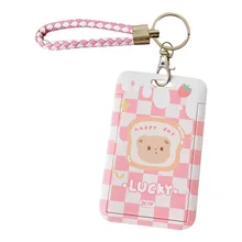 

Cute Badge Holder, Cartoon Phone Case Creative Slide Student Campus Access Card Keychain Card Holder Protective Case