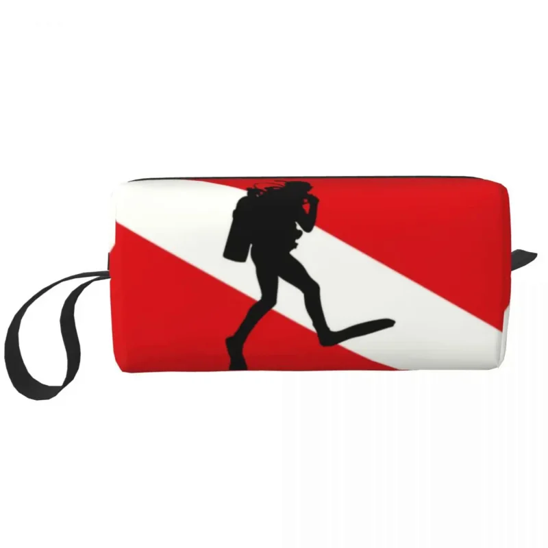 

Scuba Diver Flag Travel Toiletry Bag Women Dive Diving Cosmetic Makeup Organizer Beauty Storage Bags Dopp Kit Case Box Gifts