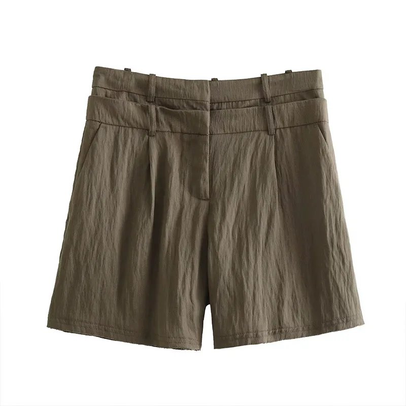 

Europe And The United States Autumn Women's 2023 New Casual Fashion Trend Double Waist Mini Shorts Slim Elegant