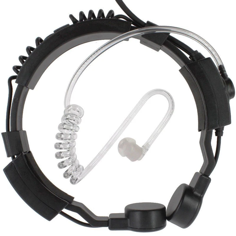 Baofeng UV-5R Walkie Talkie Tactical Round Big PTT Mic Earpiece Throat Headset Microphone NATO Plug for UV-82 888S Kenwood Radio