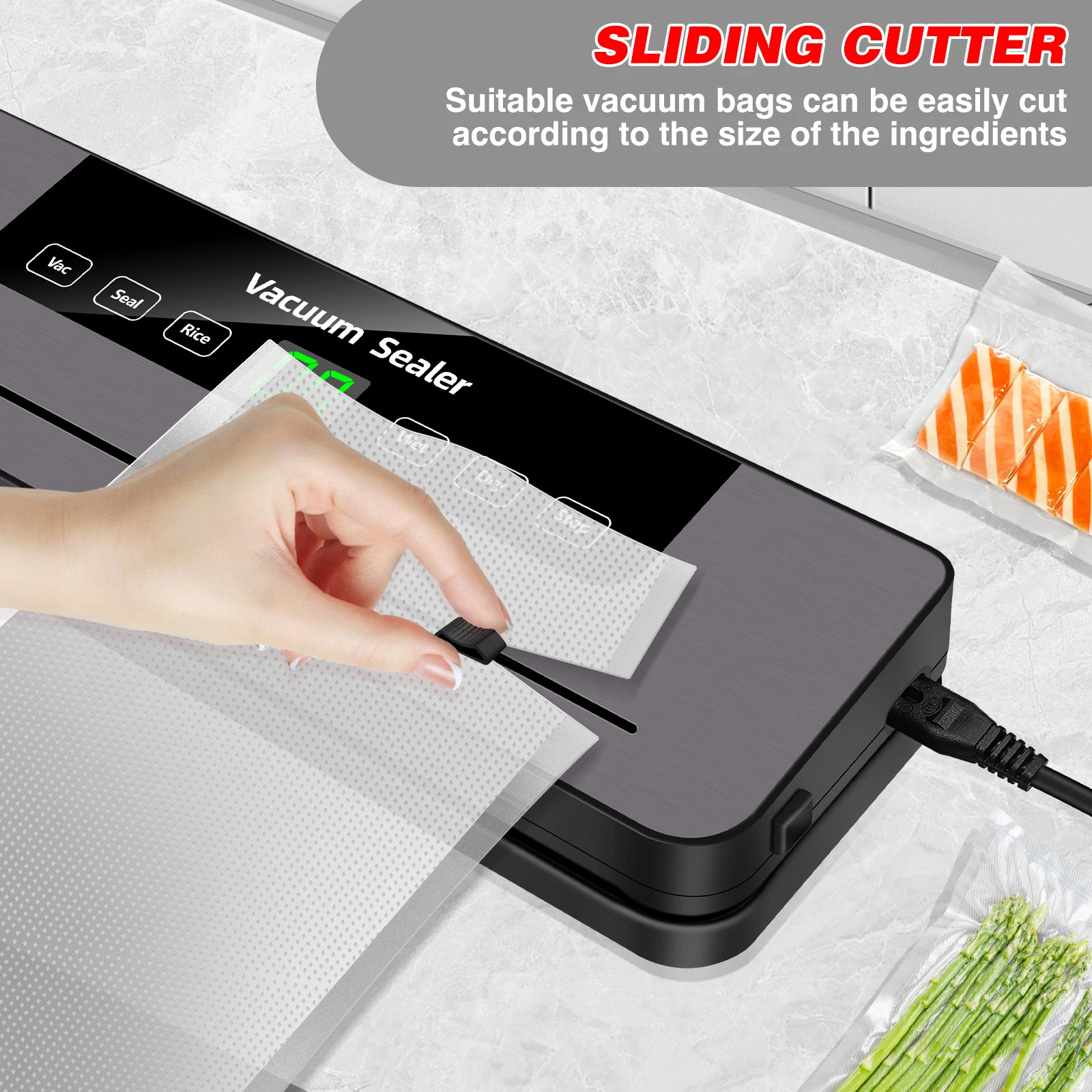 5-in-1 Multi-Functional Vacuum Sealer Food Vacuum Sealer Machine Automatic Food Sealer for Food Preservation With 10 Sealer bags 6
