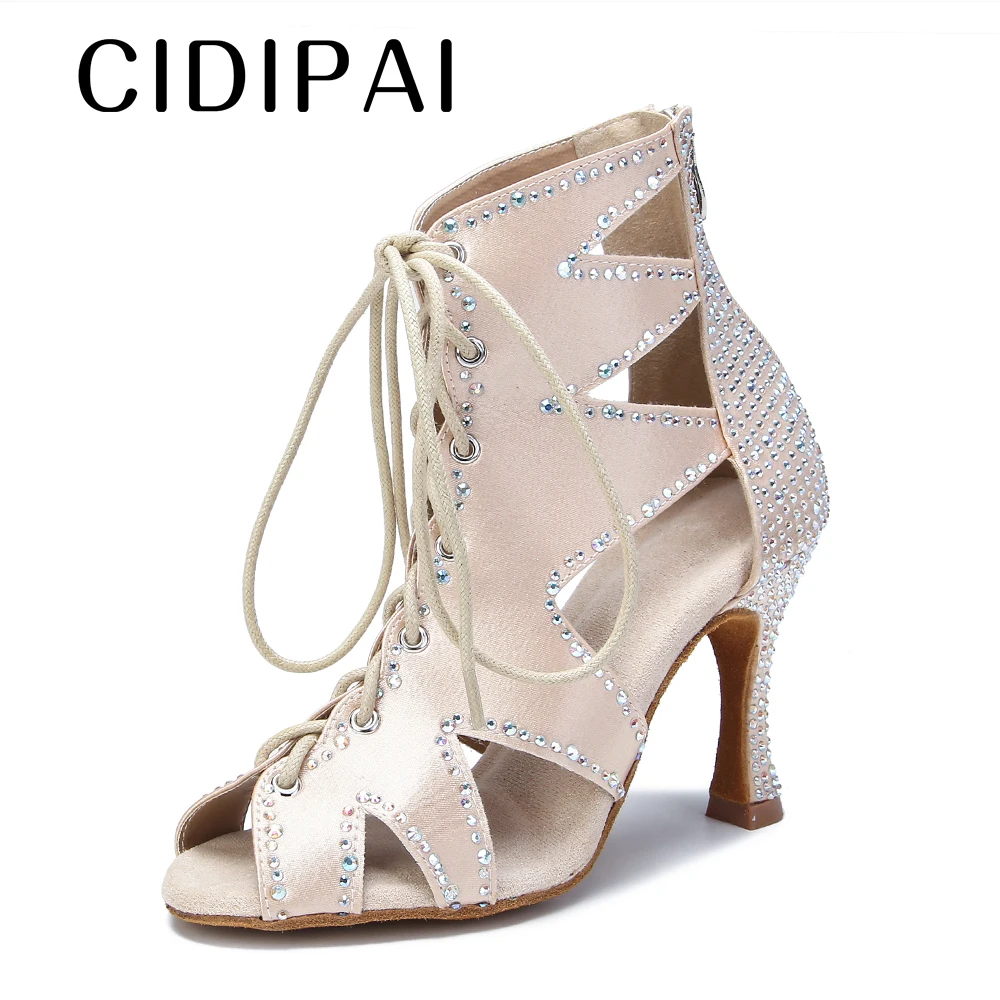 Women's Latin Dance Shoes Ballroom Dance Shoes Ladies Tango Jazz Practice High Heels Dance Shoes Indoor Party Dance Boots