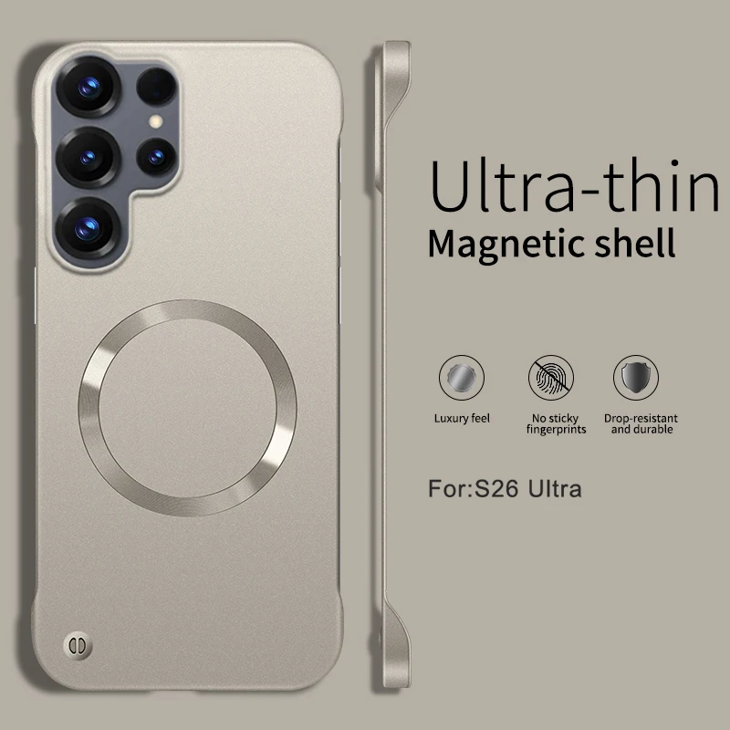 Sleek Metallic Paint Magnetic Phone Case with Borderless Design
