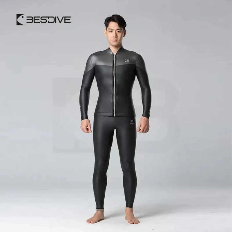 Bestdive Mens 3mm Zipper Jacket Wetsuit & Highwaisted Pants Male