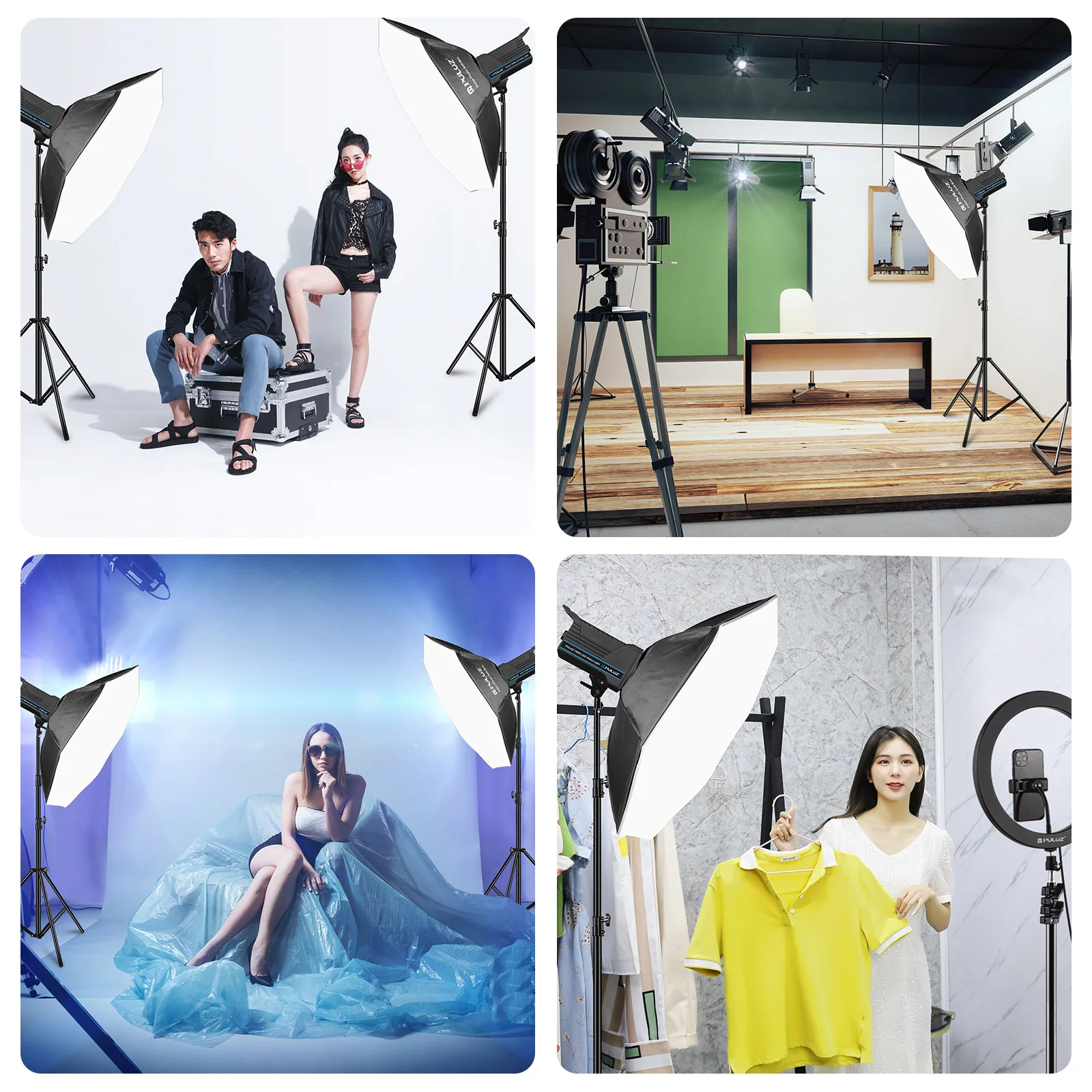150w Video Studio Constant Current Light Set, 3200K-5600K Studio Strobe Light Set with Softbox Reflector and 2.8m Tripod
