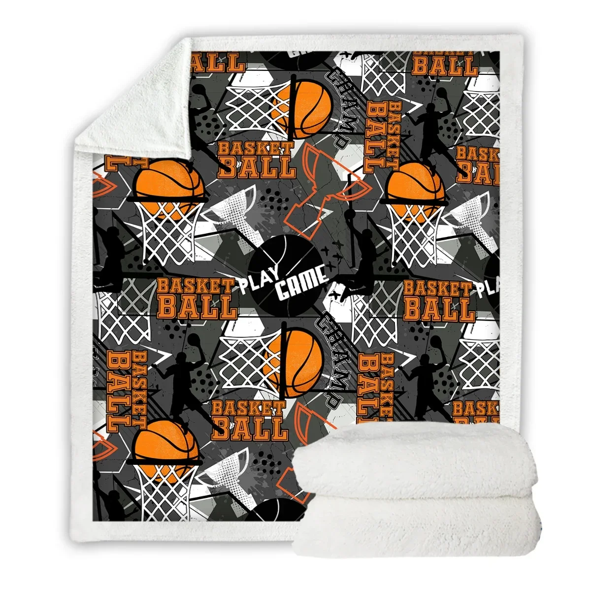 Sports Blanket Printed with basketballs and trophies Fleece Blanket Warm Cozy Throws for Couch and Sofa for Kids Teens Adults 6