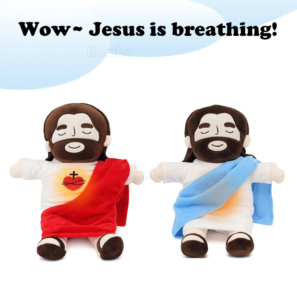 Plush Toy Breathing Jesus Plush Toy for Kids/Friends Soothing Jesus Plushies Stuffed Doll Church Sunday School Religious Christmas Gifts