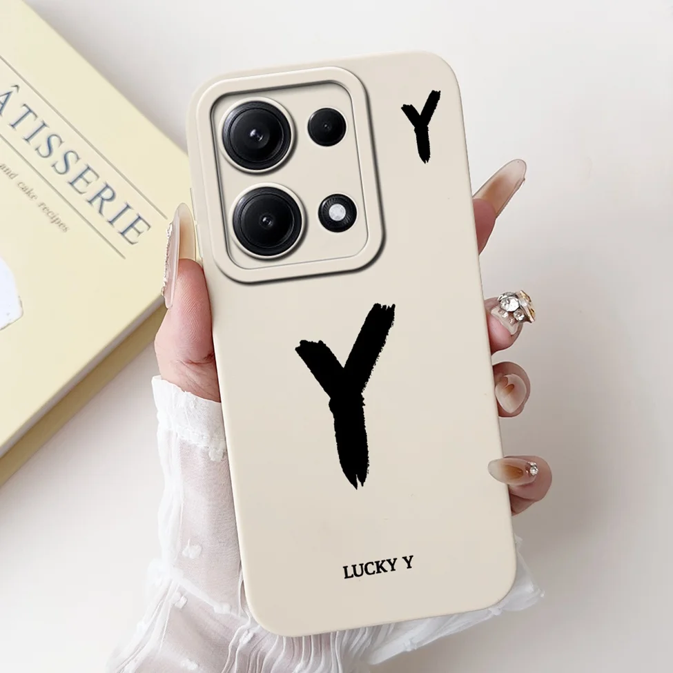 4G For Redmi Note 14 14S 14Pro Back Cover For Redmi Note 14 Pro 4G Case Simple Fashion A-Z Letters Pattern Design Silicone Funda