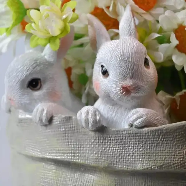 Virág Edény Nyúl Cserepes Díszes Zamatos Aranyos Állati Dekoratív Gyanta Szép Dísz Növényi Az Erkélyre - Image 4
