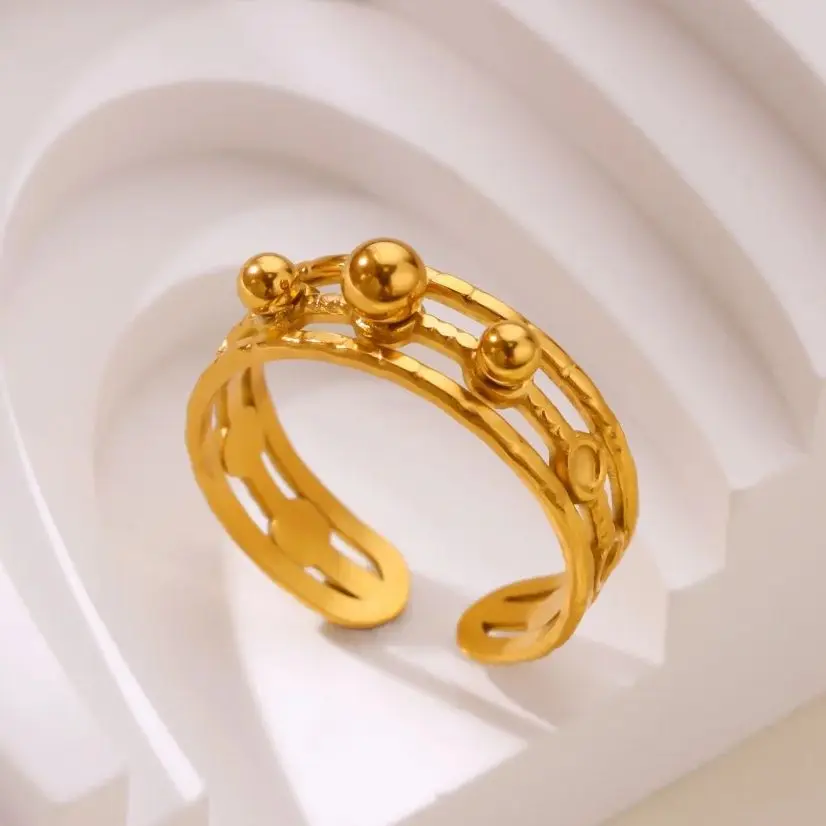Fashion Multi-layered Bead Rings Stainless Steel Wedding