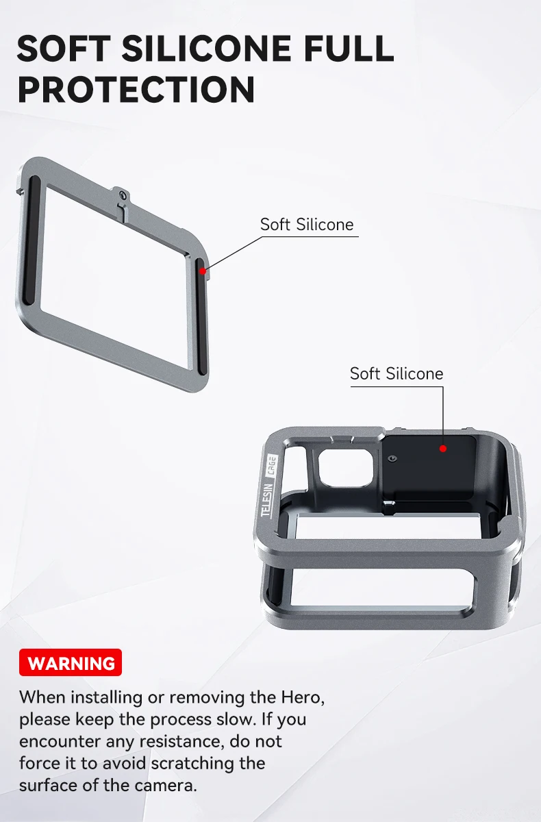 TELESIN Aluminium Alloy Frame Case For Hero 9 10 11 12 13 Vertical shot Low Wei
