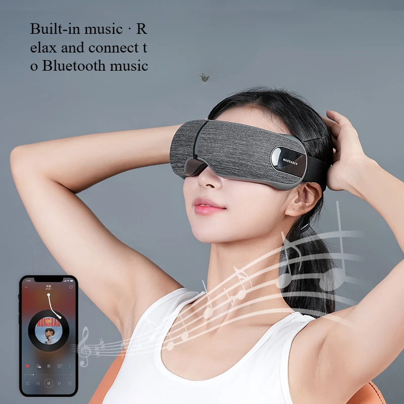 Eye airbag massager, rechargeable electric hot compress eye protector, bluetooth music sleep meter, folding massager