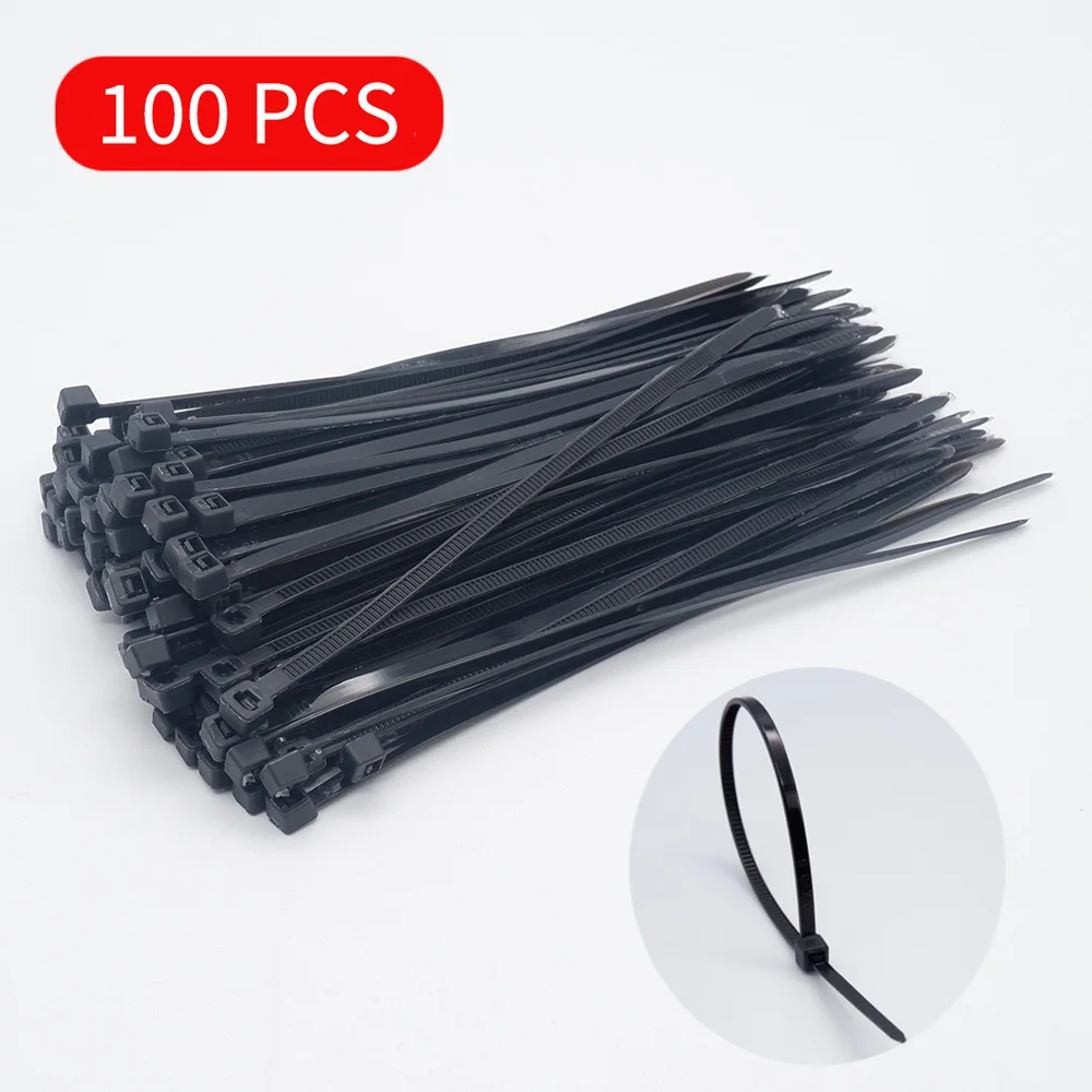 100 Pcs Réutilisables Attache Cable, Sangles Câble, Noir Scratch