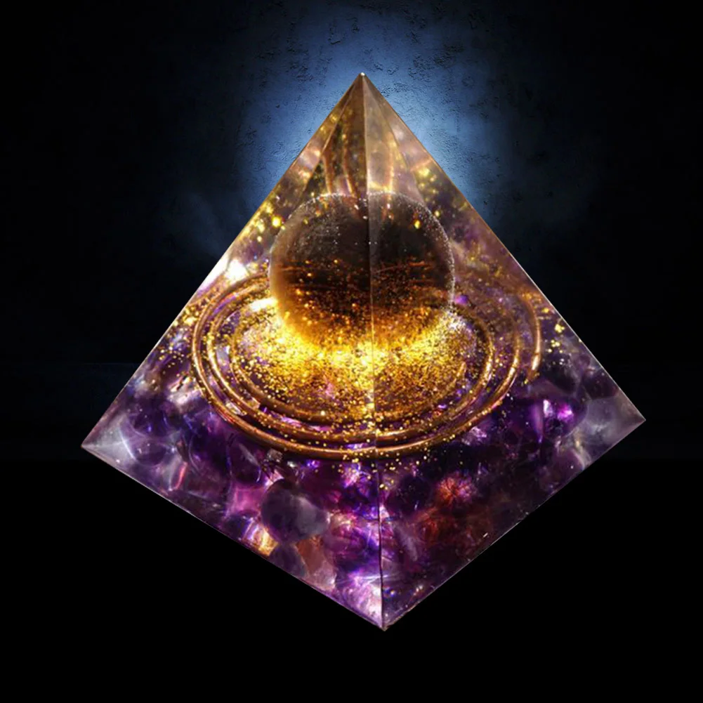 Natural Stone Crystal Orgonite Pyramid for Reiki Chakra Healing