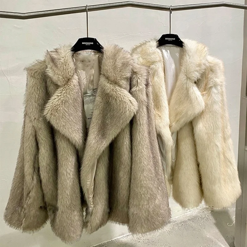 2025 Moda Inverno Donna Pelliccia Jacker Ragazze Cappotto di pelliccia sintetica oversize Spessore Capispalla caldo Soffici abiti in pelliccia di volpe sintetica 3