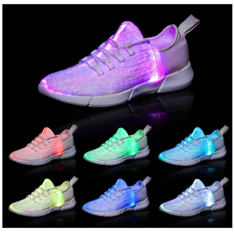 Size 25-47 New Summer Led Fiber Optic Shoes for Girls Boys Men Women USB Recharge Glowing Sneakers Man Light Up Shoes sports shoes