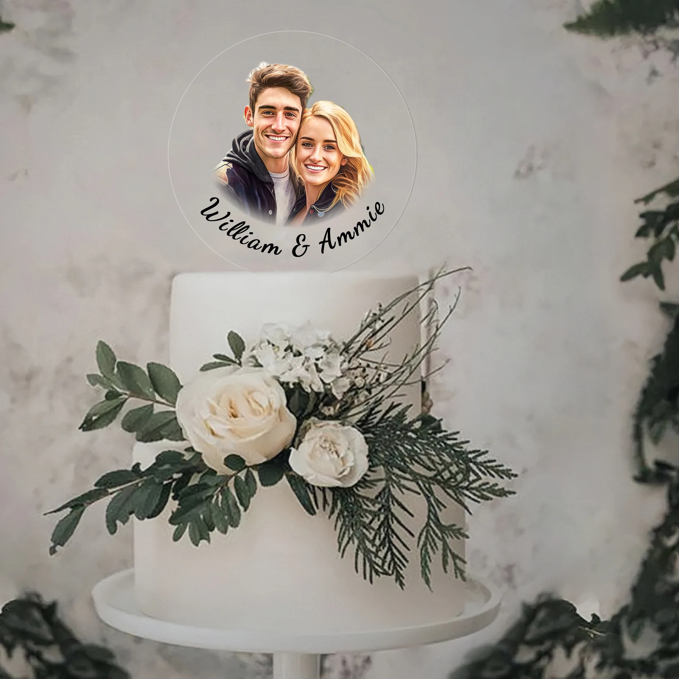 Custom Photo Wedding Cake Topper with Names 2 | Custom Photo Wedding Cake Topper with Names 2