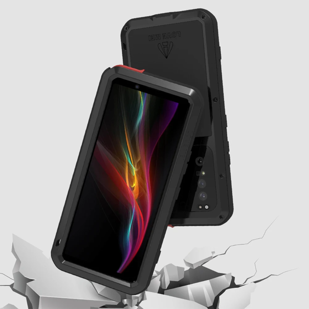 Original Love Mei Case For Sony Xperia 10 Ii Metal Armor Cover 1ii Military Grade Shockproof Silicone Funda Built-in Protector