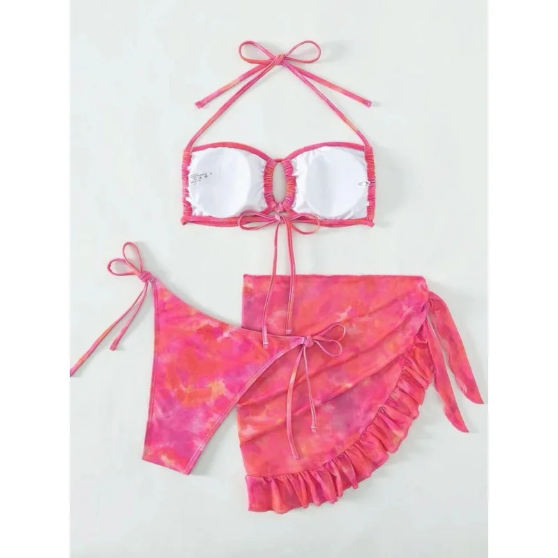 2024New Sexy Three-Piece Halter Gauze Skirt SwimsuitbikiniBikini Jacket