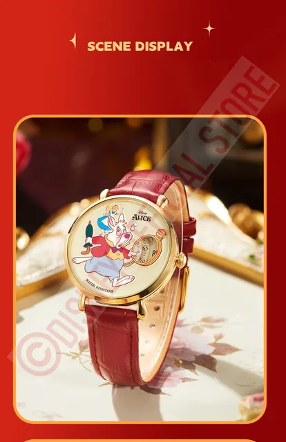 Disney Gift Alice Sleepwalking Wonderland Mr. White Rabbit 2023 Rabbit Year  No Point Watch Student Waterproof Relogio Feminino