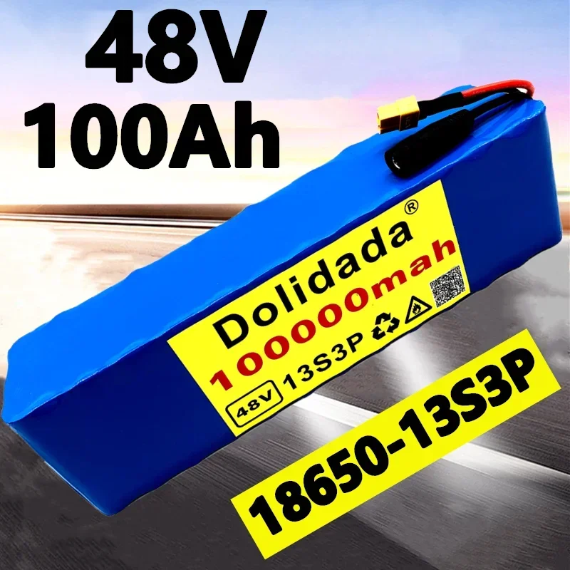 

100% New 48V Battery Agli Ioni Di Liio 48v 100Ah 1000W 13S3P Battery 54.6V E-bike Motorino Bicicletta Elettrica BMS+Charger