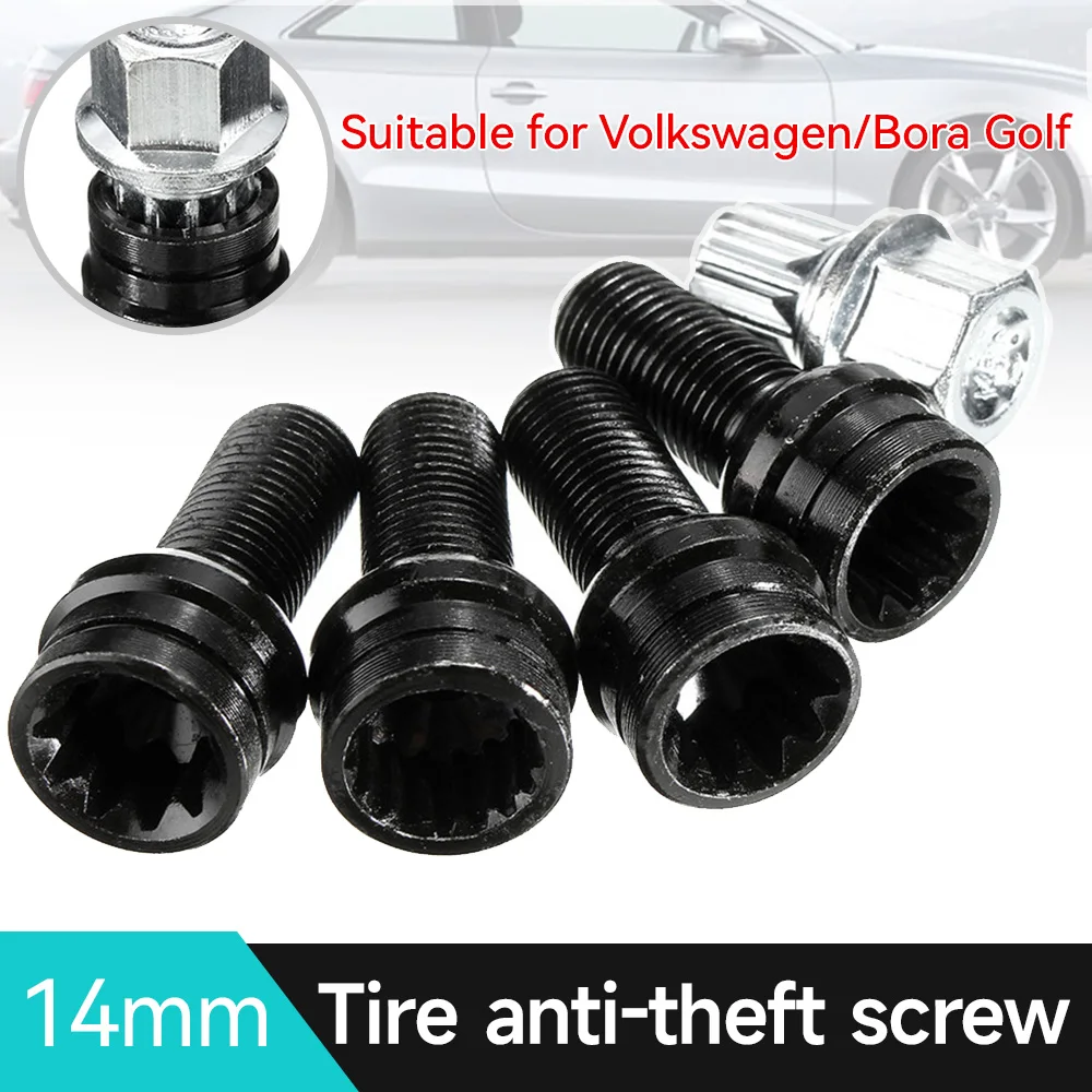 Anti-theft Wheel Screw Bolt and Lock Lug Nut 1set For VW Golf Jetta Beetle Passat Audi Car Fit 14mmX1.5MM Car Accessories