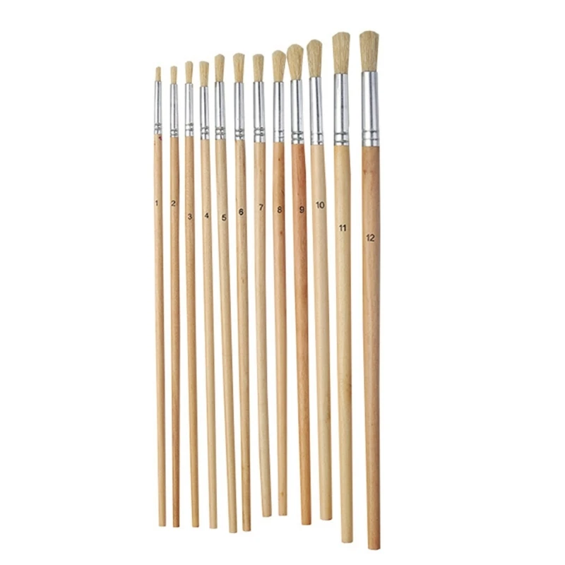 

12 Pieces Round Tip Paintbrush Professional Paint Brush for Beginner Acrylic Gouache Watercolor Painting Mininatures