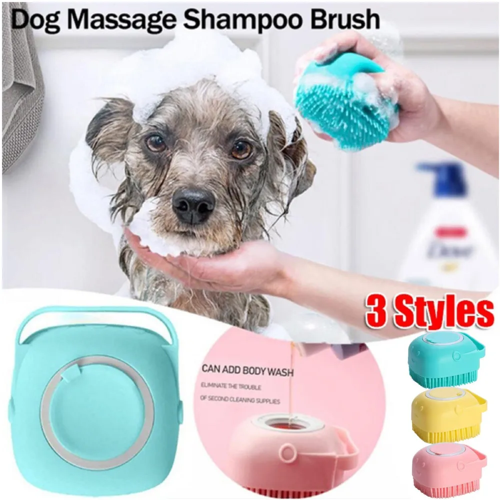 NewSoftSiliconeDogBrushPetShampooMassagerBathBrushBathroom