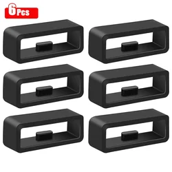 Premium Silicone Watch Band Strap Loops - Black & White, Durable Rubber Holder Rings - 26mm (6pcs Black)