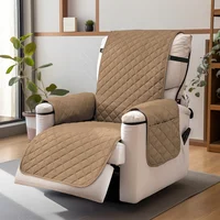 Reversible Quilted Recliner Cover Waterproof Nonslip Chair Slipcovers with Elastic Straps and Pockets for Living Room Pets Kids 2