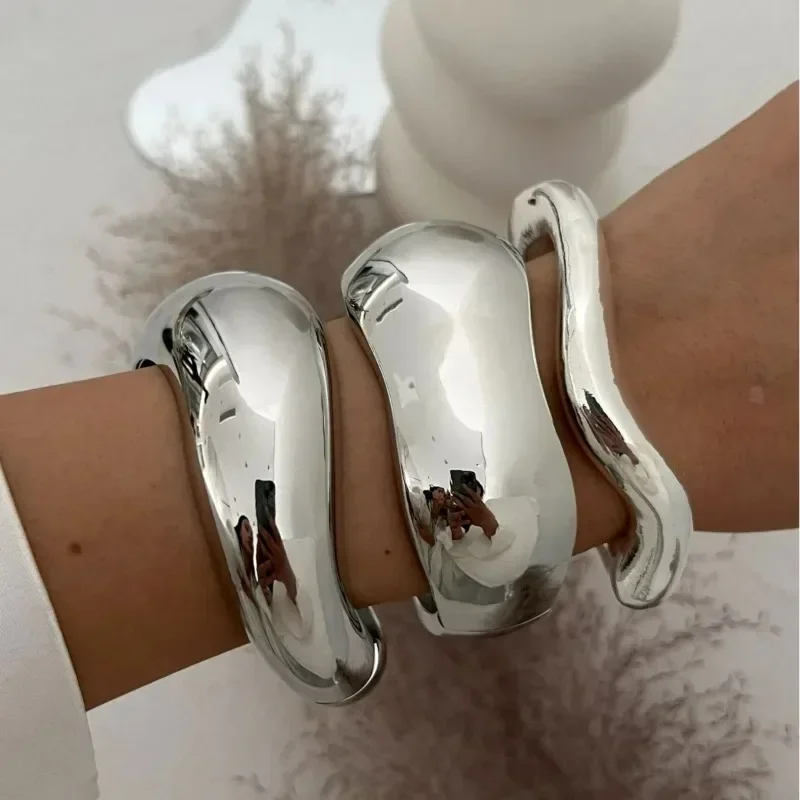 Wide Cuff Bangles Punk Geometric Metal Large Bangles for Women Men Exaggerated Luxury Jewelry bangle bracelet