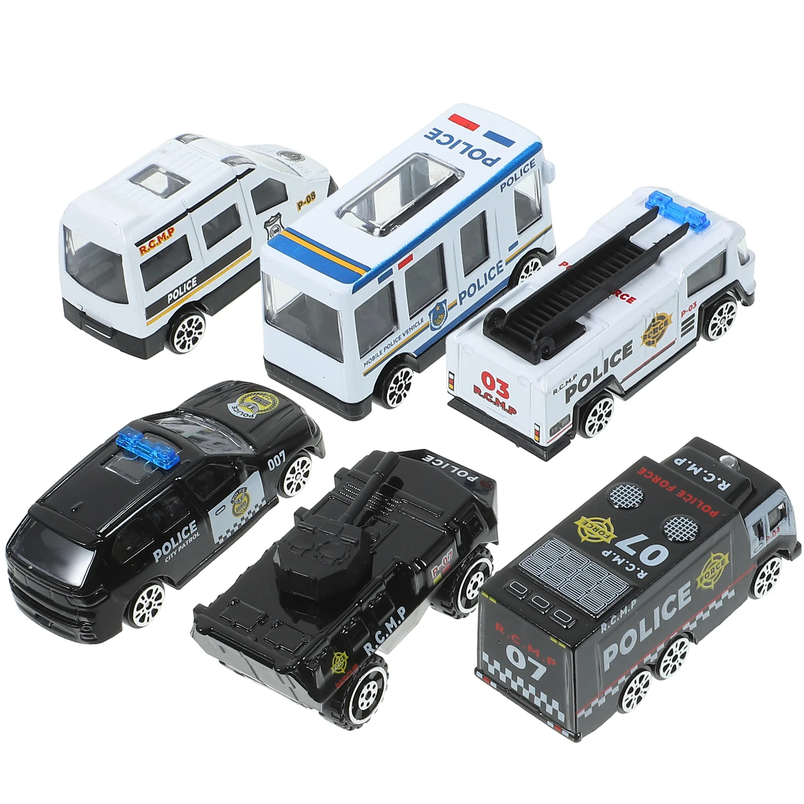 

6pcs Assorted Police Car Models Die-cast Car Toys Inertia Control Toys Early Learning Props for Kids Children